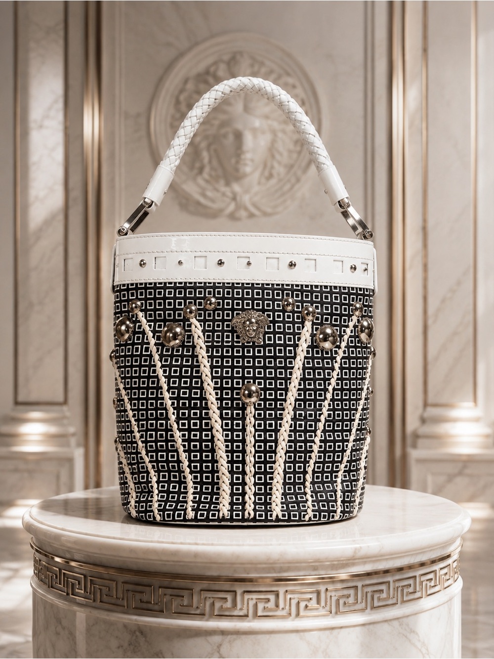 VERSACE Runway Limited Edition Fashion Show DoubleSided Baroque Medusa bucket